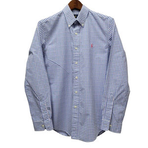 Ralph Lauren Button-Up Blue Checkered Dress Shirt Size Small Men's Pre-owned